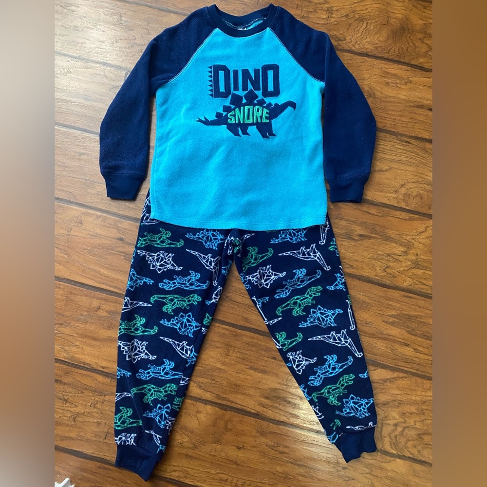 Boys Size 7 Blue Dinosaur Pajama Set
